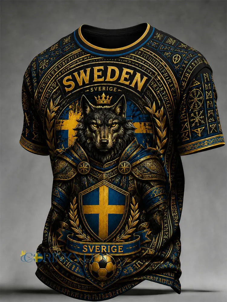Retro svensk fotbollsfan-konsttryck avslappnad t-shirt - A / S