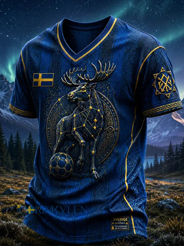 Retro svensk fotbollsfan-konsttryck avslappnad t-shirt tröja - A / S