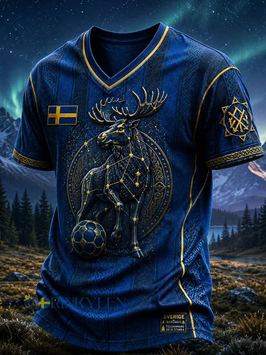 Retro svensk fotbollsfan-konsttryck avslappnad t-shirt tröja - A / S