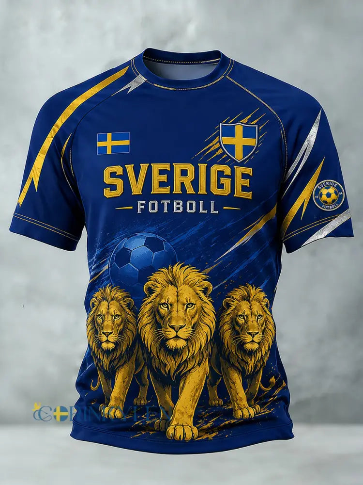 Retro svensk fotbollsfan-konsttryck avslappnad t-shirt tröja - A / S