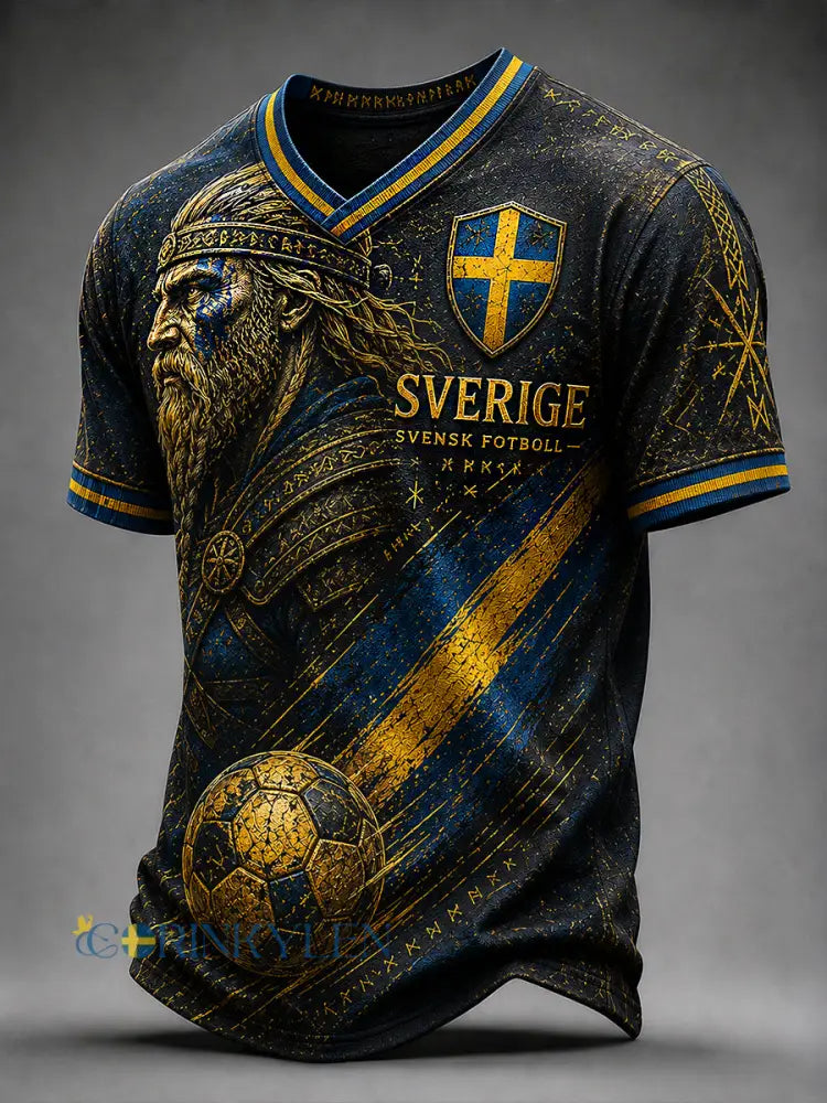 Retro svensk fotbollsfan-konsttryck avslappnad t-shirt tröja - A / S
