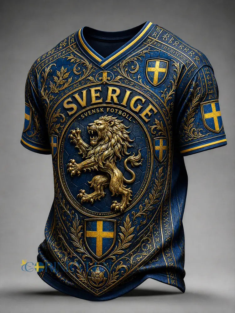 Retro svensk fotbollsfan-konsttryck avslappnad t-shirt tröja - A / S