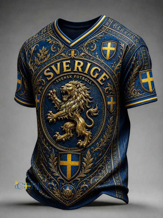 Retro svensk fotbollsfan-konsttryck avslappnad t-shirt tröja - A / S