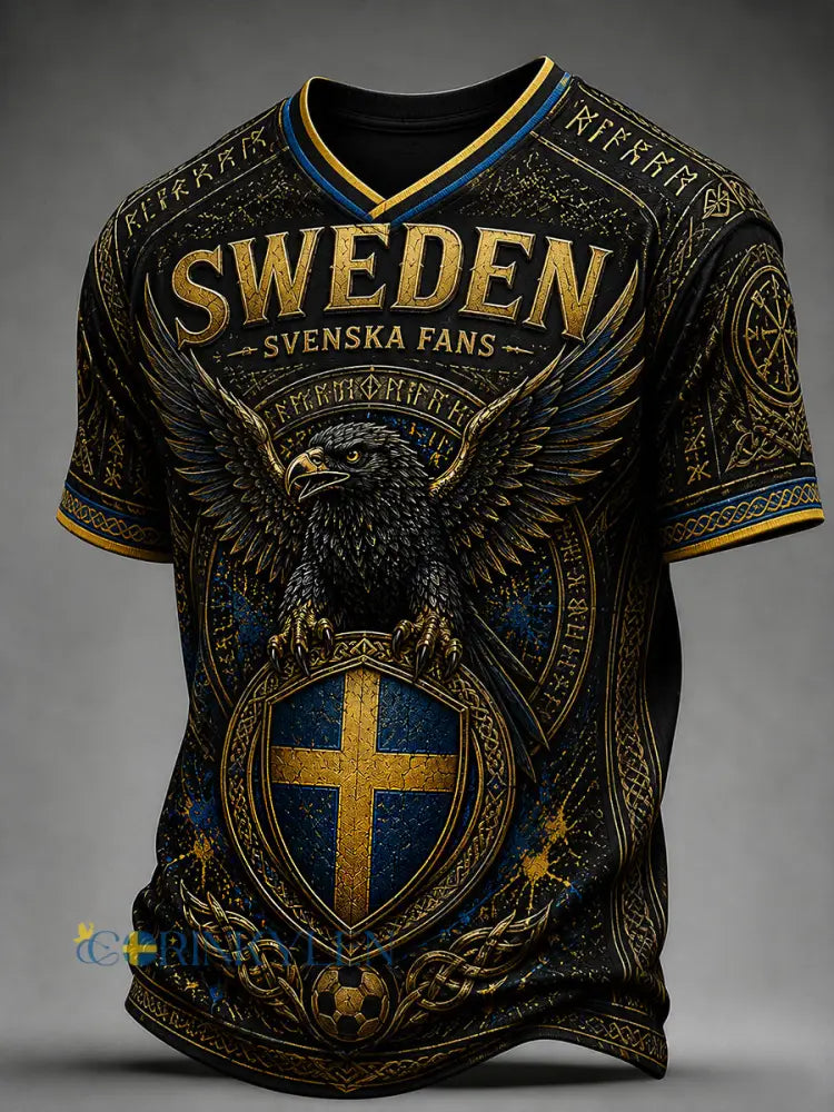 Retro svensk fotbollsfan-konsttryck avslappnad t-shirt tröja - A / S