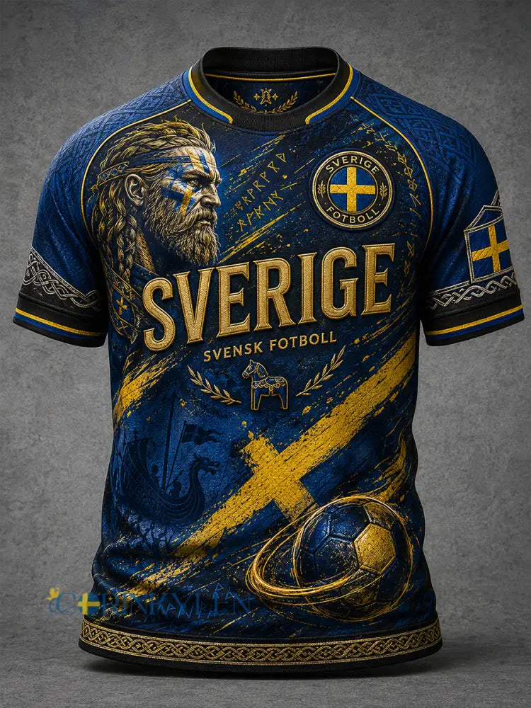 Retro svensk fotbollsfan-konsttryck avslappnad t-shirt tröja - A / S