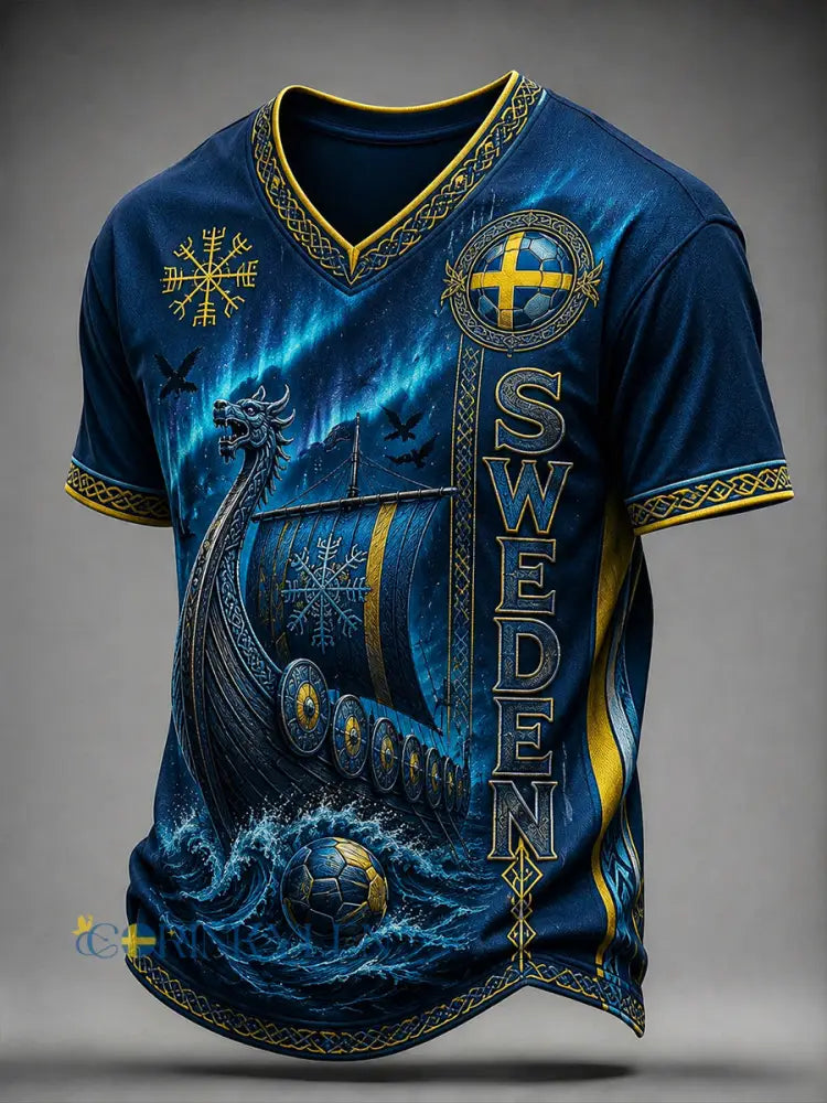 Retro svensk fotbollsfan-konsttryck avslappnad t-shirt tröja - A / S