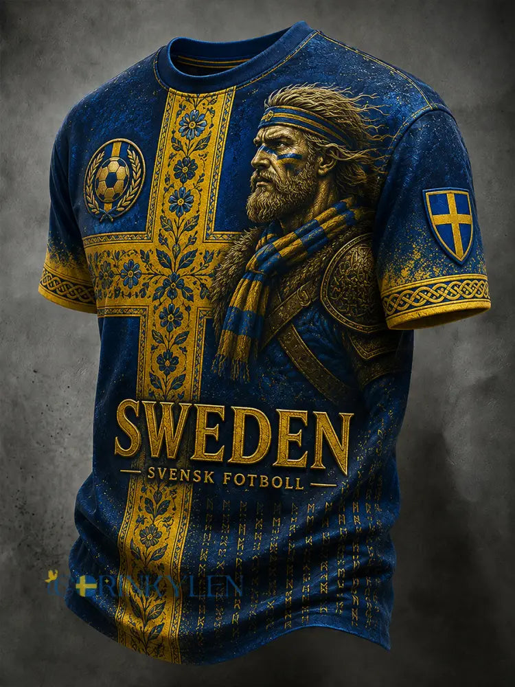 Retro svensk fotbollsfan-konsttryck avslappnad t-shirt tröja - A / S