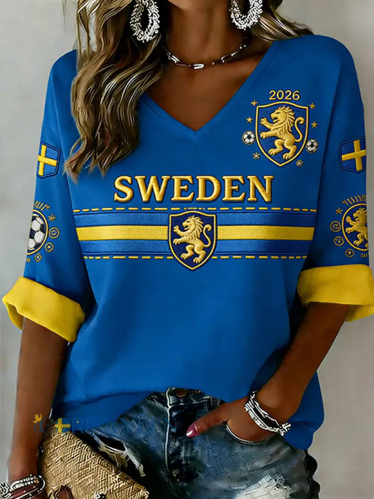 Retro svensk fotbollsfan konsttryck avslappnad topp - A / S