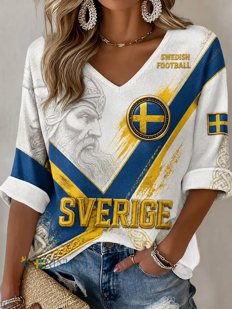 Retro svensk fotbollsfan konsttryck avslappnad topp - A / S
