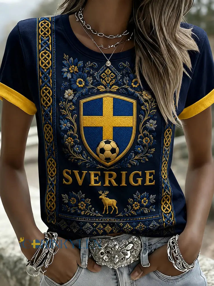 Retro svensk fotbollsfan konsttryck avslappnad topp - A / S