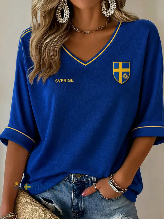 Retro svensk fotbollsfan konsttryck avslappnad topp - A / S