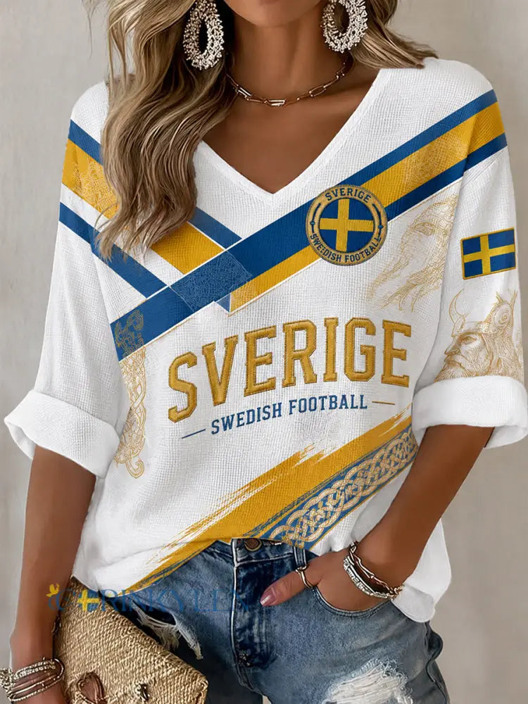 Retro svensk fotbollsfan konsttryck avslappnad topp - A / S
