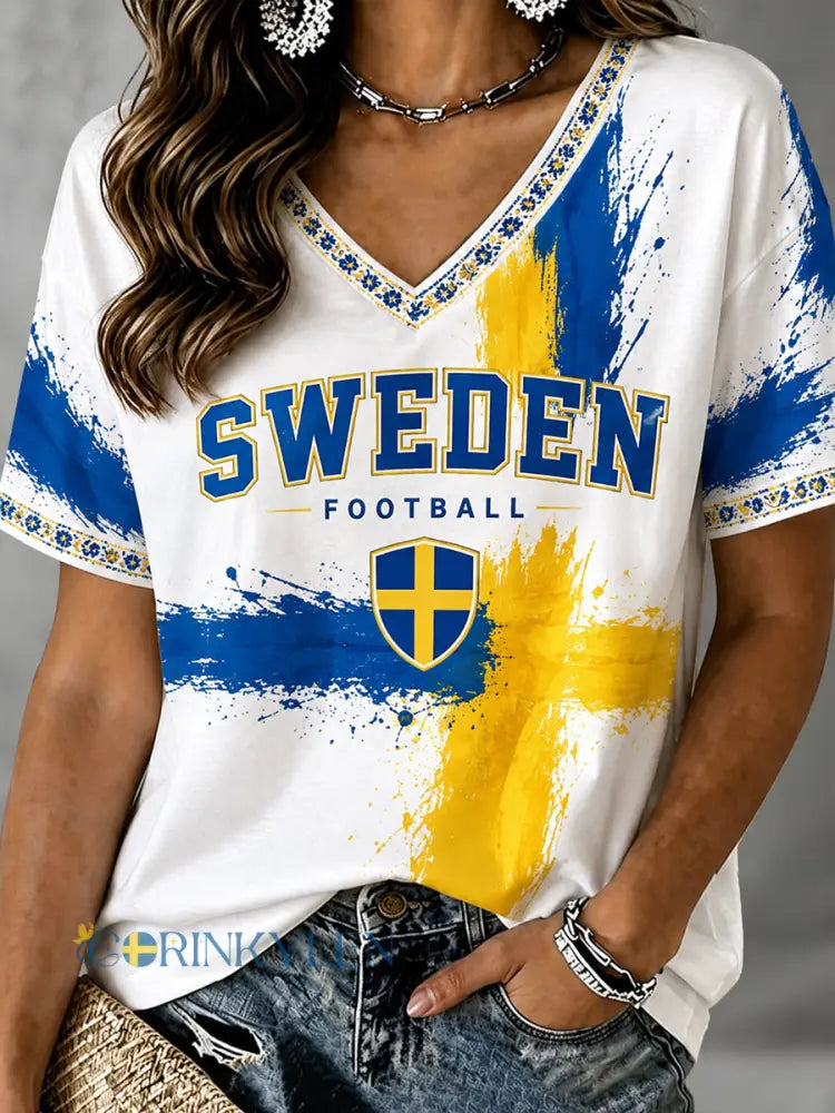Retro svensk fotbollsfan konsttryck avslappnad topp - A / S