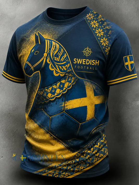 Retro svensk fotbollsfan-konsttryck avslappnad tröja - A / S