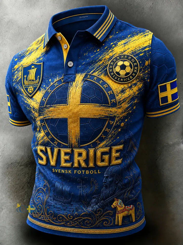 Retro svensk fotbollsfan-konsttryck avslappnad tröja - A / S