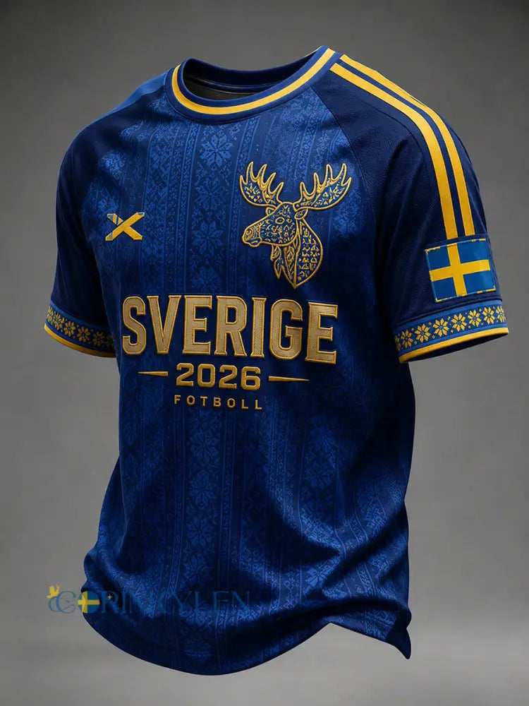 Retro svensk fotbollsfan-konsttryck avslappnad tröja - A / S