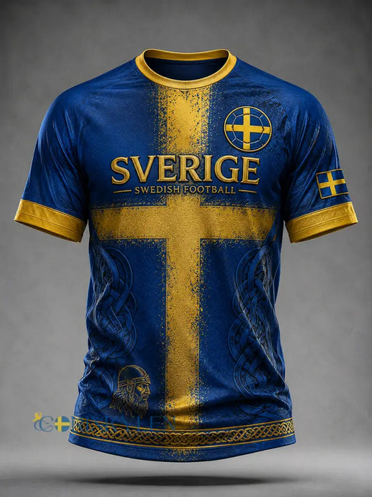 Retro svensk fotbollsfan-konsttryck avslappnad tröja - A / S