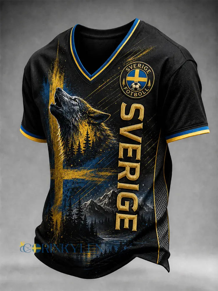 Retro svensk fotbollsfan-konsttryck avslappnad tröja - A / S