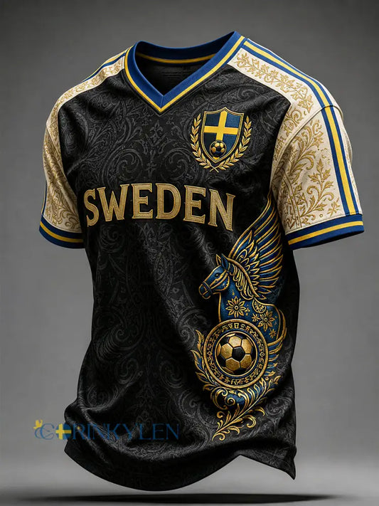 Retro svensk fotbollsfan-konsttryck avslappnad tröja - A / S
