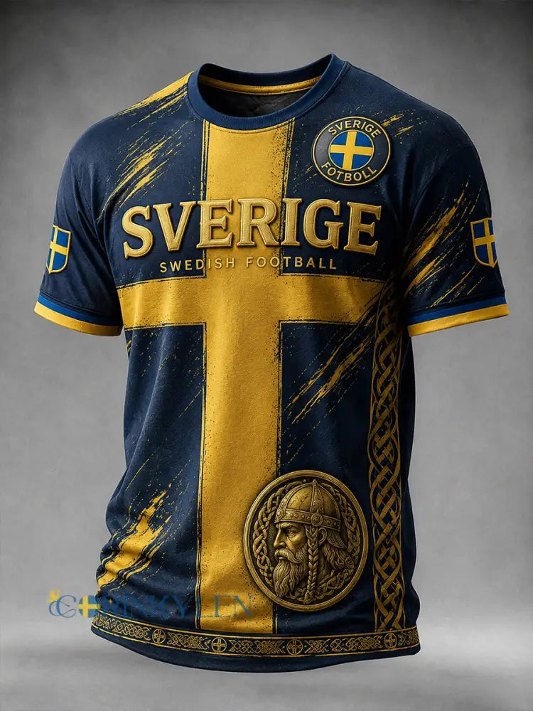 Retro svensk fotbollsfan-konsttryck avslappnad tröja - A / S
