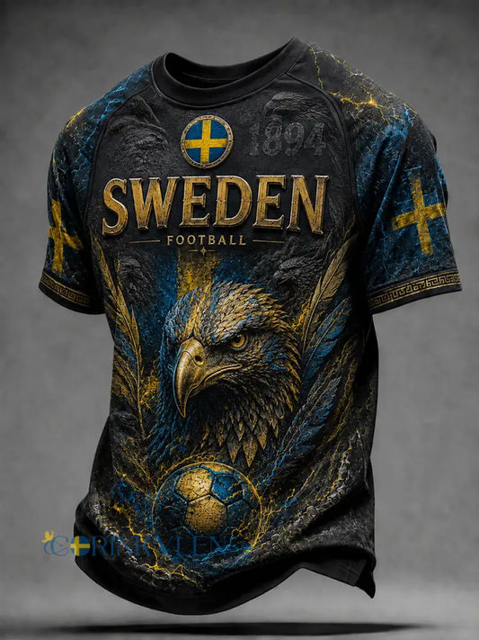 Retro svensk fotbollsfan-konsttryck avslappnad tröja - A / S