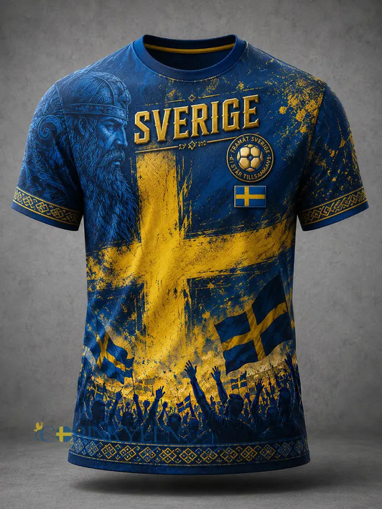 Retro svensk fotbollsfan-konsttryck avslappnad tröja - A / S