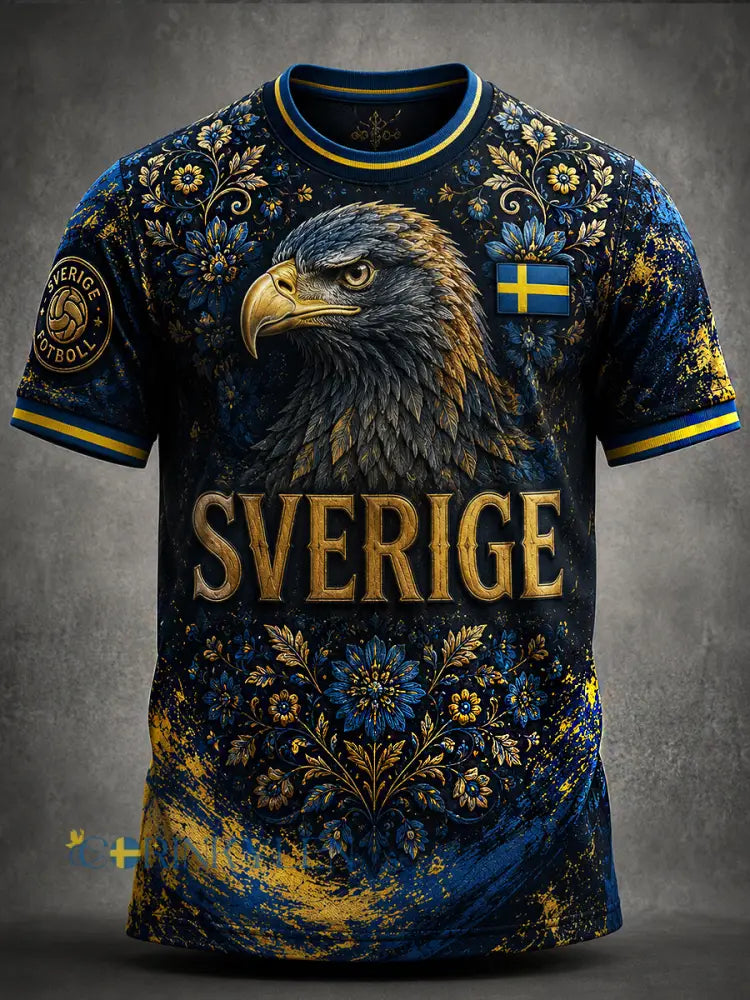 Retro svensk fotbollsfan-konsttryck avslappnad tröja - A / S