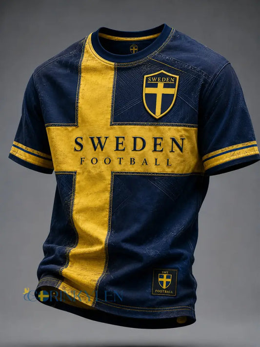 Retro svensk fotbollsfan-konsttryck avslappnad tröja - A / S