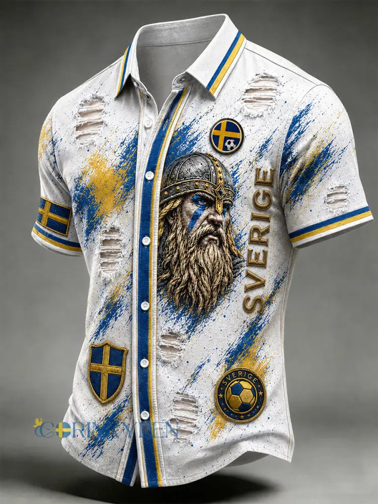 Retro svensk fotbollsfan konsttryck avslappnad tröja - A / S