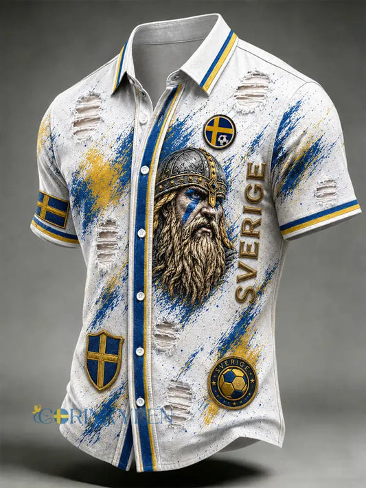 Retro svensk fotbollsfan konsttryck avslappnad tröja - A / S