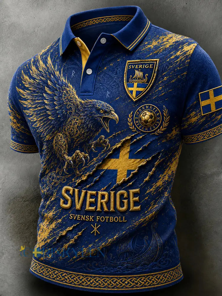 Retro svensk fotbollsfan-konsttryck avslappnad tröja - A / S