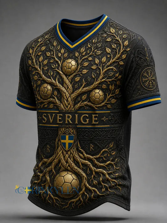 Retro svensk fotbollsfan-konsttryck avslappnad tröja - A / S