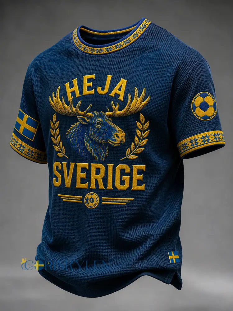 Retro svensk fotbollsfan-konsttryck avslappnad tröja - A / S
