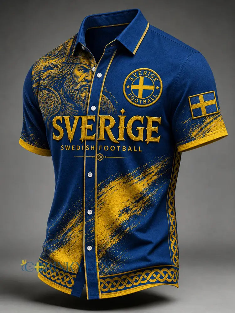 Retro svensk fotbollsfan konsttryck avslappnad tröja - A / S