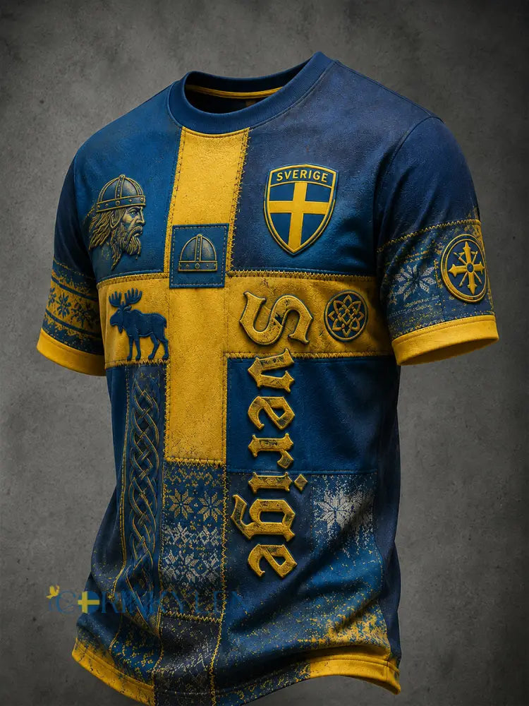 Retro svensk fotbollsfan-konsttryck avslappnad tröja - A / S