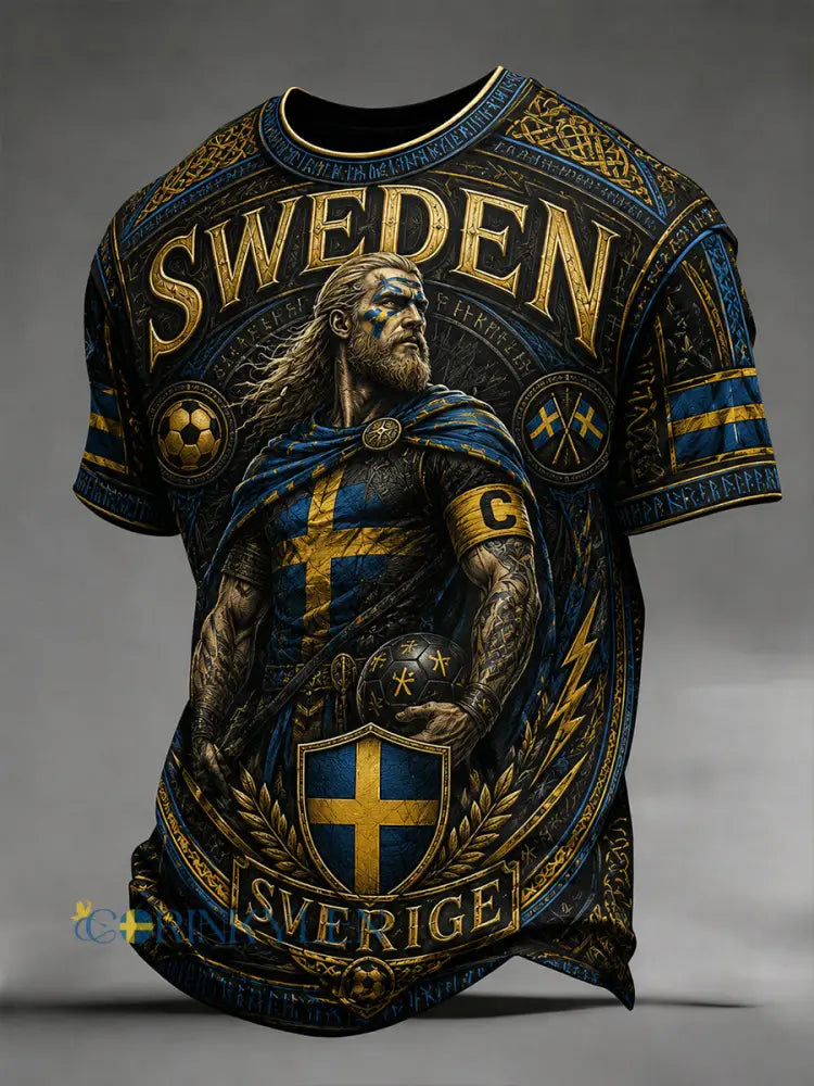 Retro svensk fotbollsfan-konsttryck avslappnad tröja - A / S