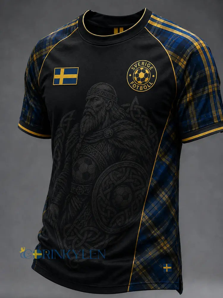 Retro svensk fotbollsfan-konsttryck avslappnad tröja - A / S
