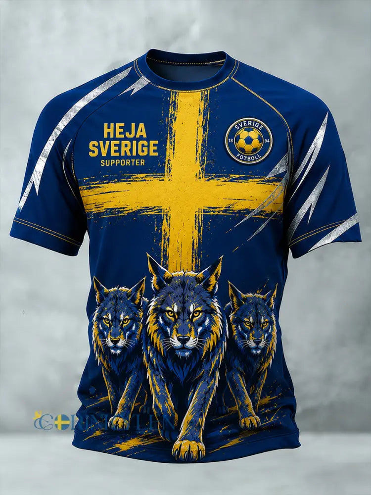 Retro svensk fotbollsfan-konsttryck avslappnad tröja - A / S