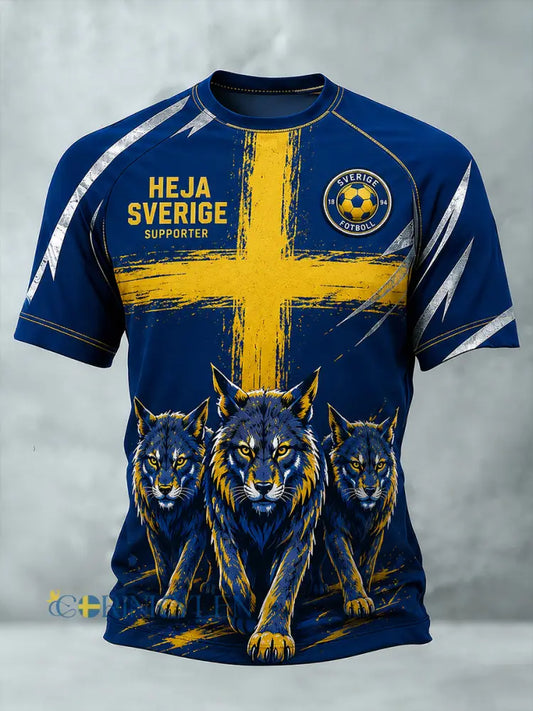 Retro svensk fotbollsfan-konsttryck avslappnad tröja - A / S