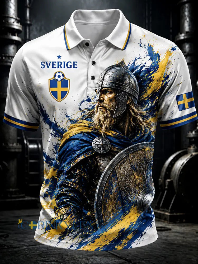Retro svensk fotbollsfan-konsttryck avslappnad tröja - A / S