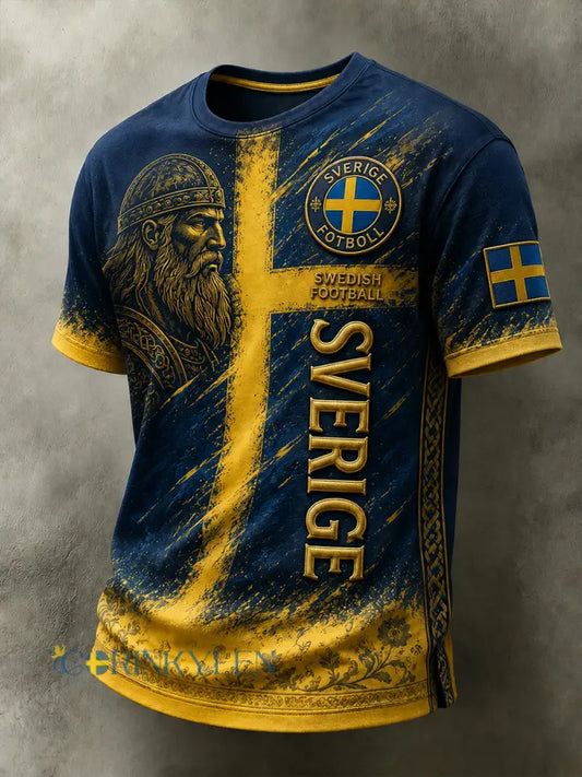 Retro svensk fotbollsfan-konsttryck avslappnad tröja - A / S