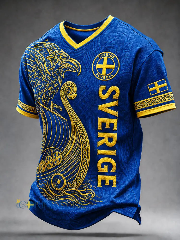 Retro svensk fotbollsfan-konsttryck avslappnad tröja - A / S