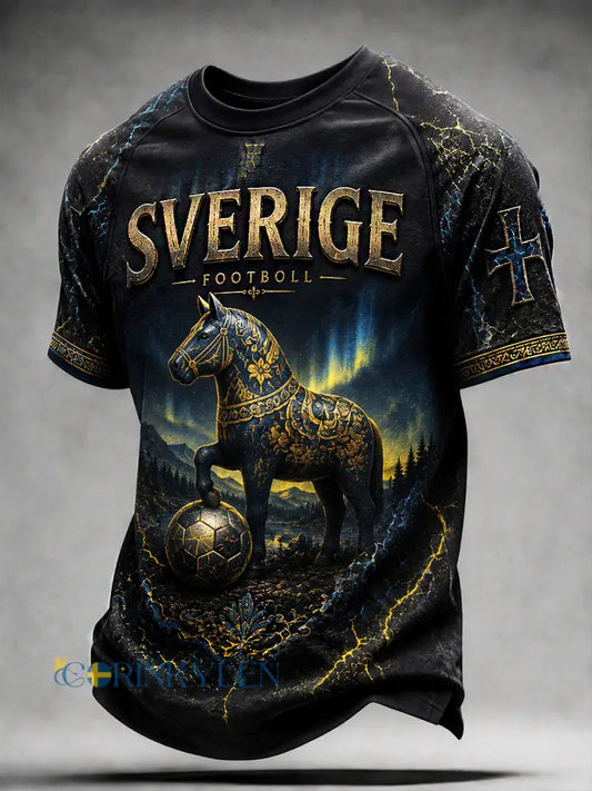 Retro svensk fotbollsfan-konsttryck avslappnad tröja - A / S