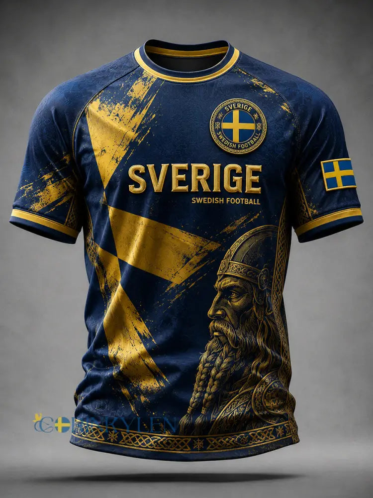 Retro svensk fotbollsfan-konsttryck avslappnad tröja - A / S