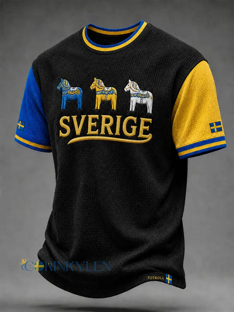 Retro svensk fotbollsfan-konsttryck avslappnad tröja - A / S