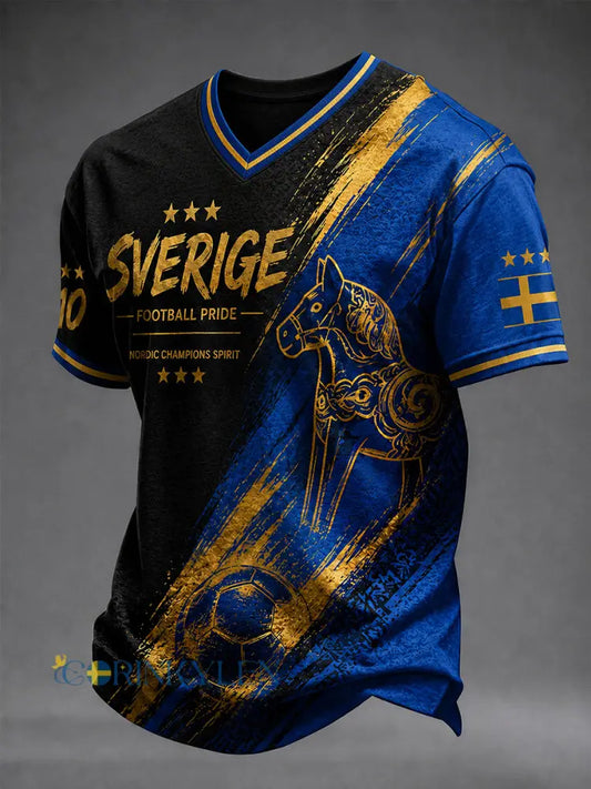 Retro svensk fotbollsfan-konsttryck avslappnad tröja - A / S