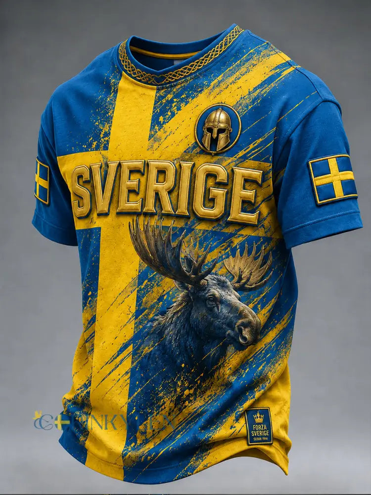 Retro svensk fotbollsfan-konsttryck avslappnad tröja - A / S