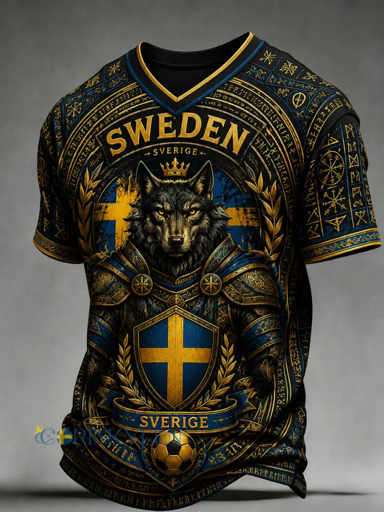 Retro svensk fotbollsfan-konsttryck avslappnad tröja - A / S