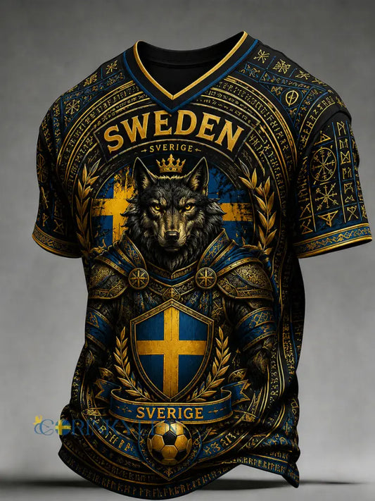 Retro svensk fotbollsfan-konsttryck avslappnad tröja - A / S
