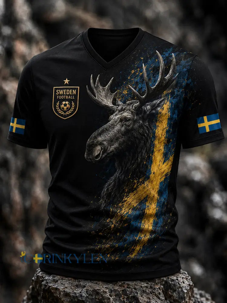Retro svensk fotbollsfan-konsttryck avslappnad tröja - A / S